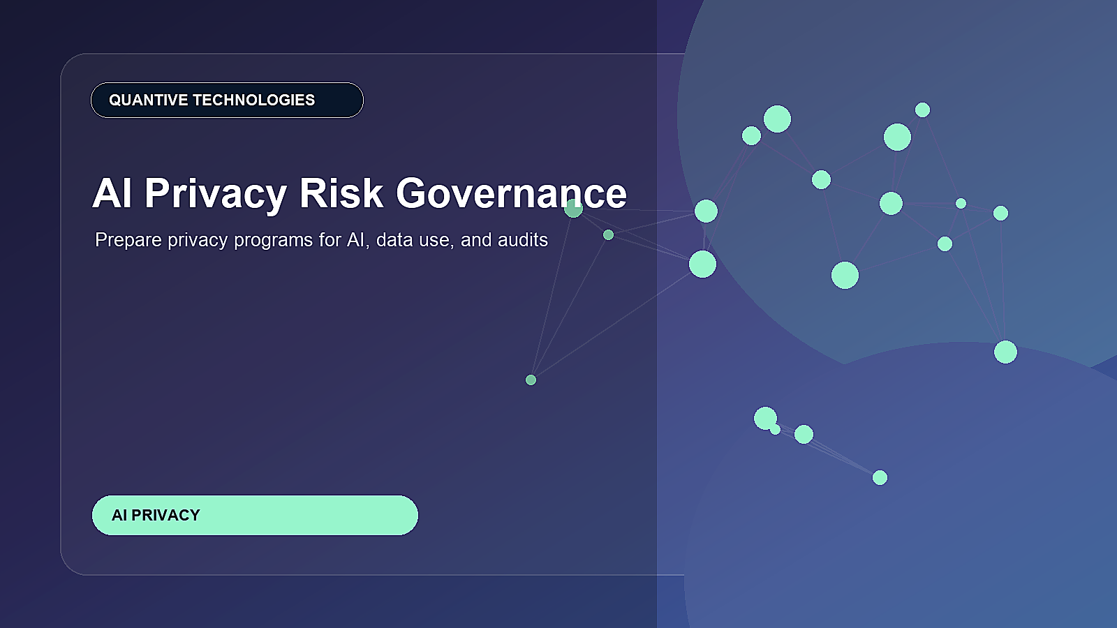 AI privacy risk governance hero image showing data privacy signals and control nodes