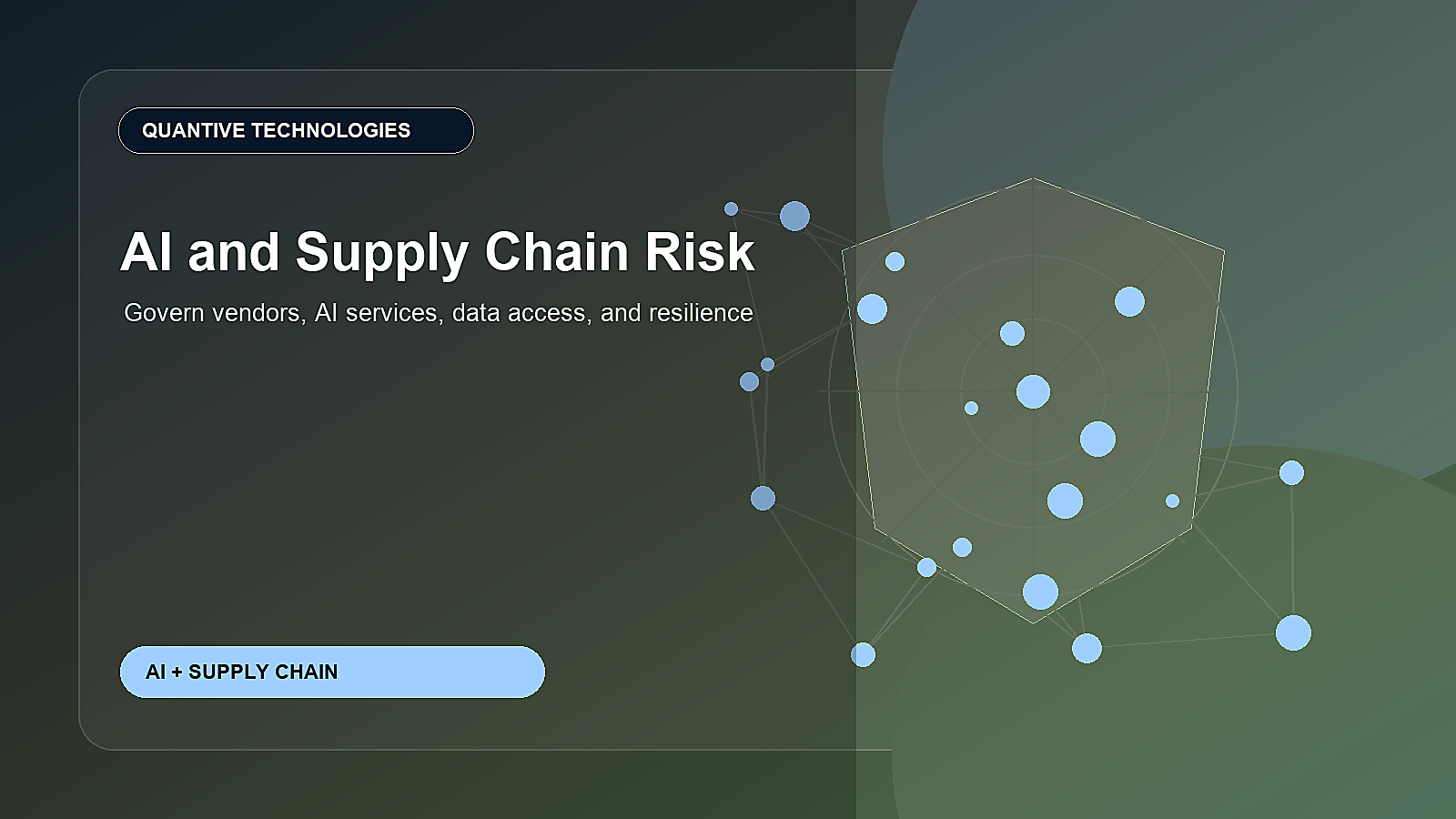 AI and supply chain third party risk hero image showing vendor network and governance shield